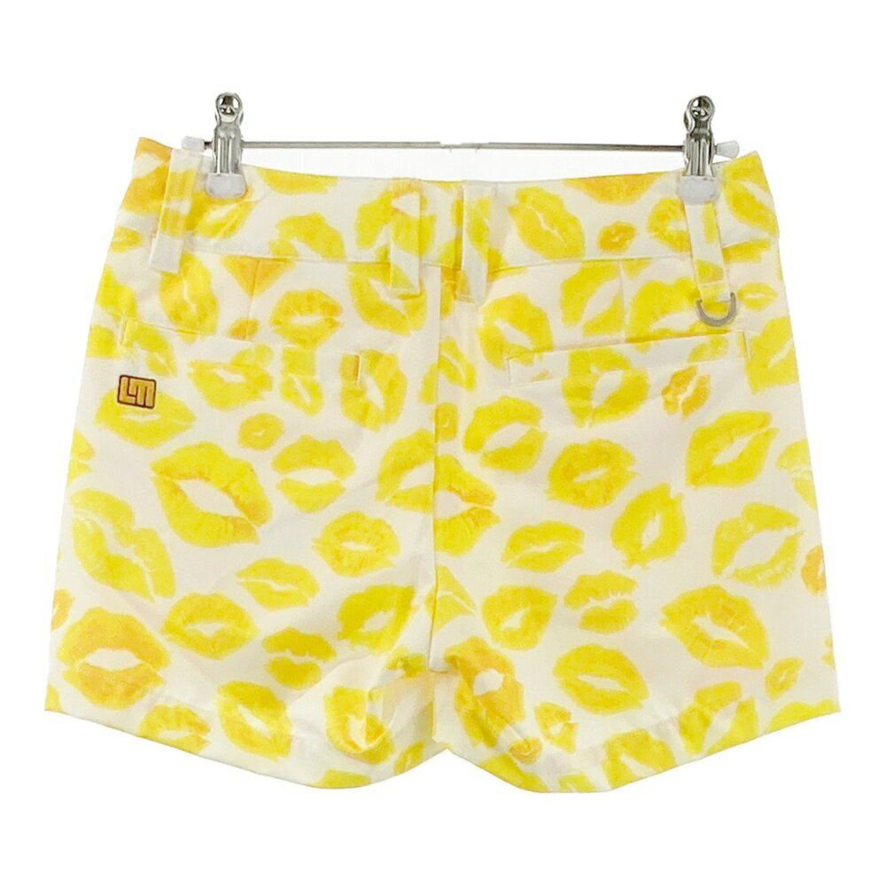 LOUD MOUTH ラウドマウス ショートパンツ 総柄 キスマーク イエロー系 S 【中古】ゴルフウェア レディース