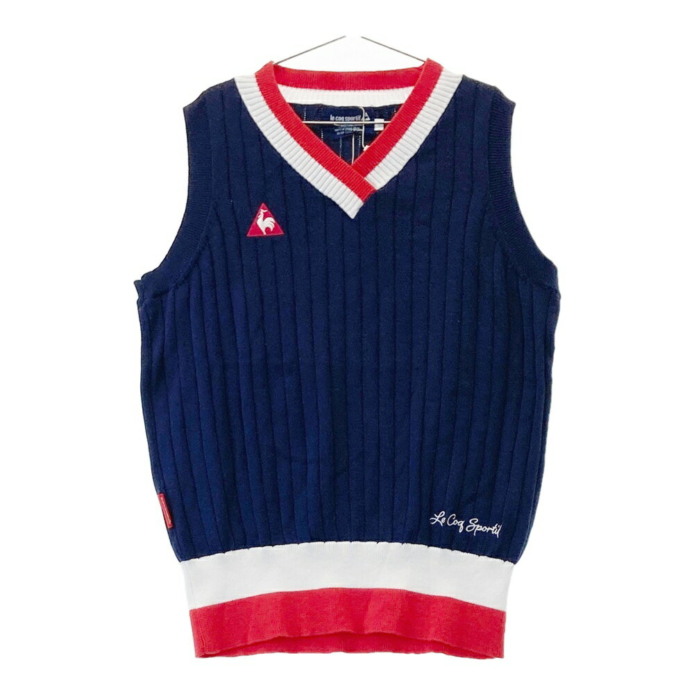 LE COQ GOLF ルコックゴルフ ニットベスト ネイビー系 L 【中古】ゴルフウェア レディース