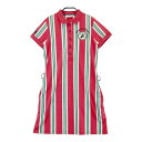 MUNSING WEAR マンシングウェア MGWLGJ04 半袖ワンピース ワッペン ストライプ柄 レッド系 M 【中古】ゴルフウェア レディース