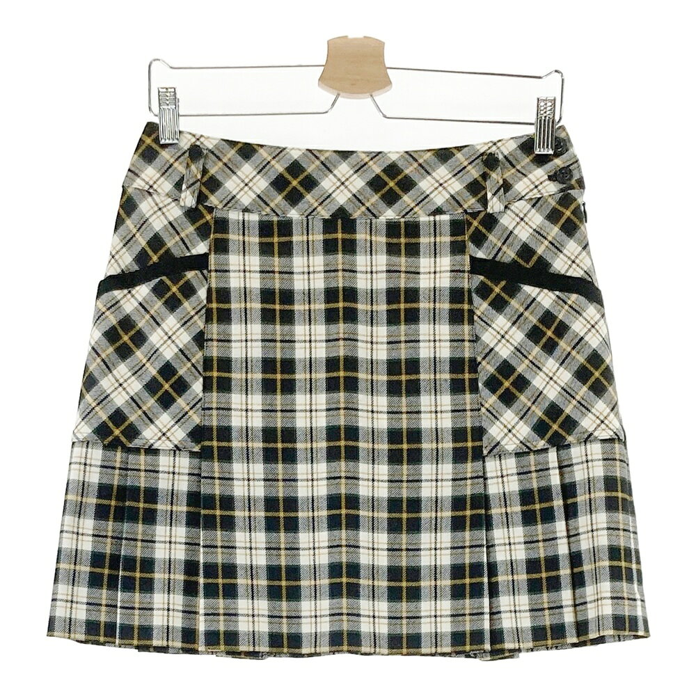 BLACK&WHITE ブラックアンドホワイト ウール混 プリーツスカート チェック柄 ホワイト系 2 【中古】ゴ..