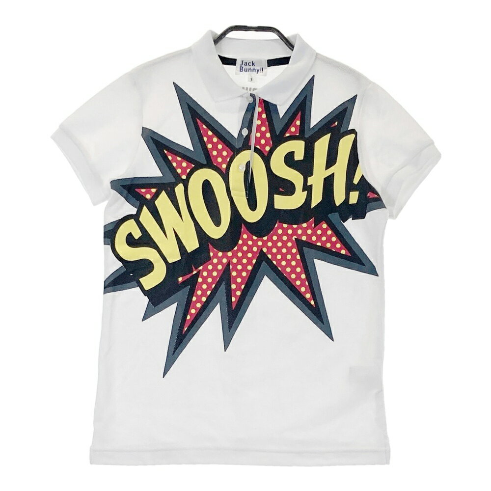 JACK BUNNY ジャックバニー 半袖ポロシャツ コミックプリント ホワイト系 1 【中古】ゴルフウェア レデ..
