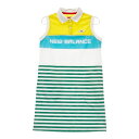 NEW BALANCE GOLF ニューバランス ノースリーブ ワンピース マルチカラー ボーダー柄 ホワイト系 0 【中古】ゴルフウェア レディース
