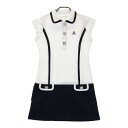 LE COQ GOLF ルコックゴルフ 半袖ワンピース ホワイト系 M 【中古】ゴルフウェア レディース