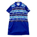 M.U SPORTS エムユースポーツ 半袖 ポロワンピース 総柄 ネイビー系 44 【中古】ゴルフウェア レディース