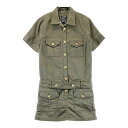 MARK&LONA マークアンドロナ インナー付 ストレッチ 半袖ワンピース カーキ系 S 【中古】ゴルフウェア レディース