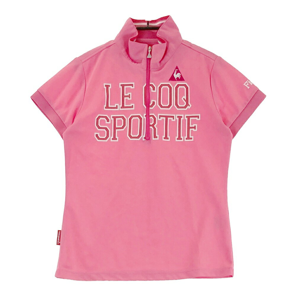 LE COQ GOLF ルコックゴルフ ハーフジップ 半袖Tシャツ ピンク系 M 【中古】ゴルフウェア レディース