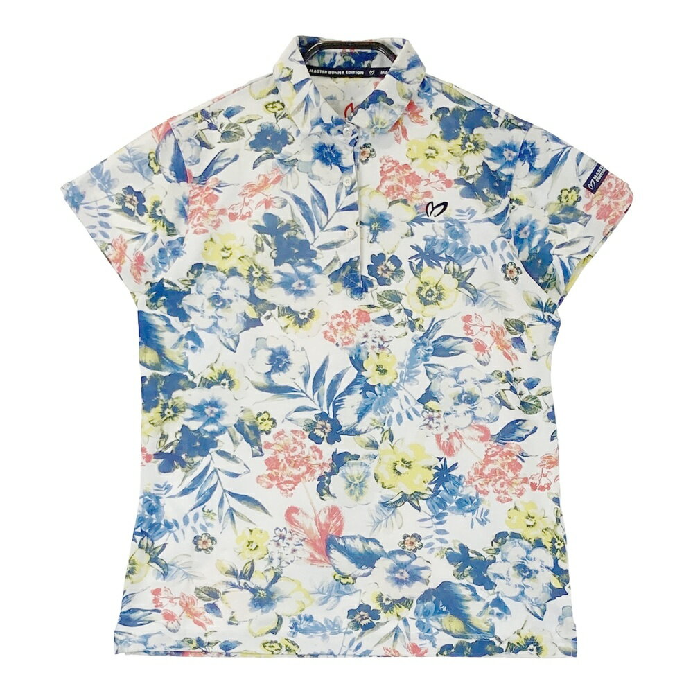 MASTER BUNNY EDITION マスターバニーエディション 半袖ポロシャツ フラワー柄 ネイビー系 1 【中古】ゴルフウェア レディース