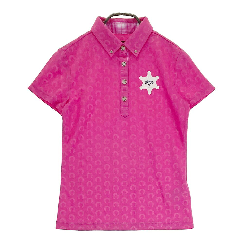 CALLAWAY キャロウェイ 半袖ポロシャツ ホースシュー ピンク系 S 【中古】ゴルフウェア レディース