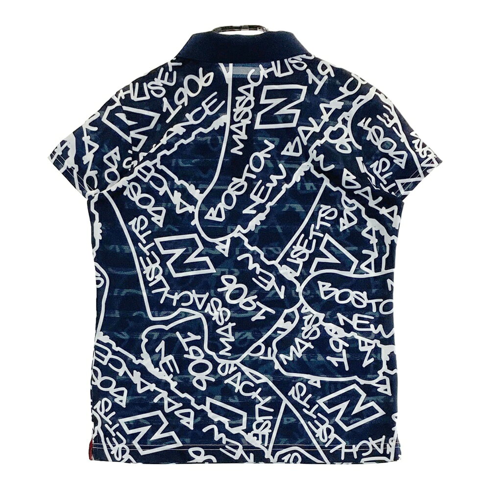 NEW BALANCE GOLF ニューバランス 半袖ポロシャツ 総柄 ネイビー系 1 【中古】ゴルフウェア レディース