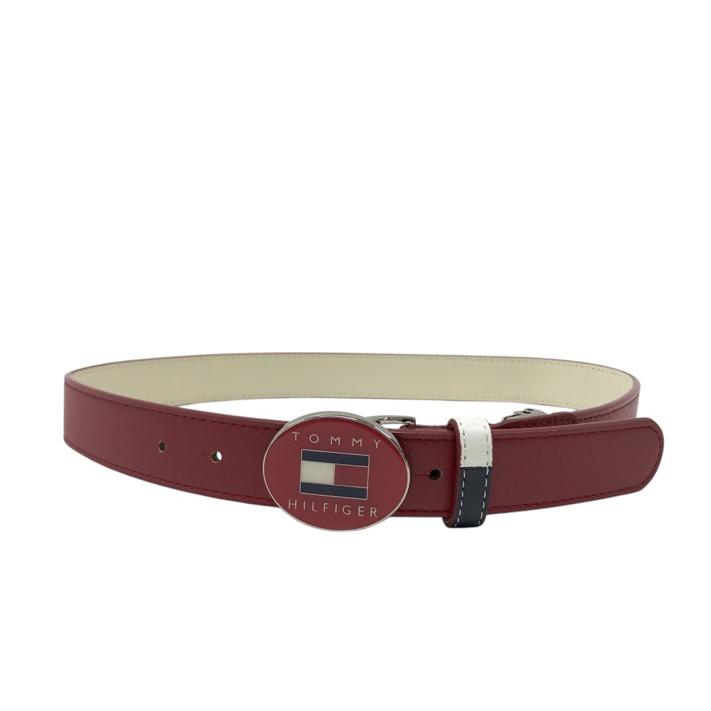TOMMY HILFIGER GOLF トミー ヒルフィガーゴルフ バックルベルト レッド系 【中古】ゴルフウェア