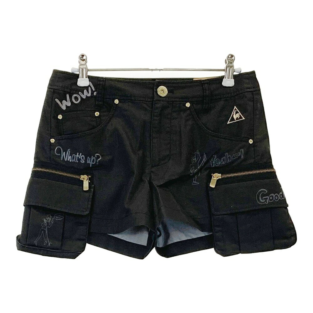 LE COQ GOLF ルコックゴルフ ショートパンツ 総柄 ブラック系 7 【中古】ゴルフウェア レディース