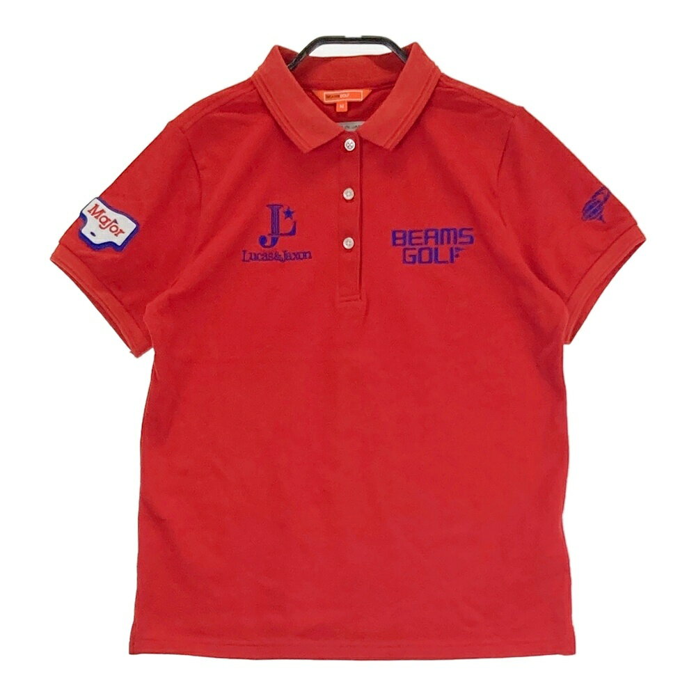BEAMS GOLF ビームスゴルフ 半袖ポロシャツ 刺繍 レッド系 M 【中古】ゴルフウェア レディース