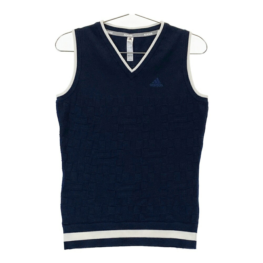 ADIDAS GOLF アディダスゴルフ ED2049 Vネック ニットベスト ウール混 ネイビー系 M 【中古】ゴルフウ..