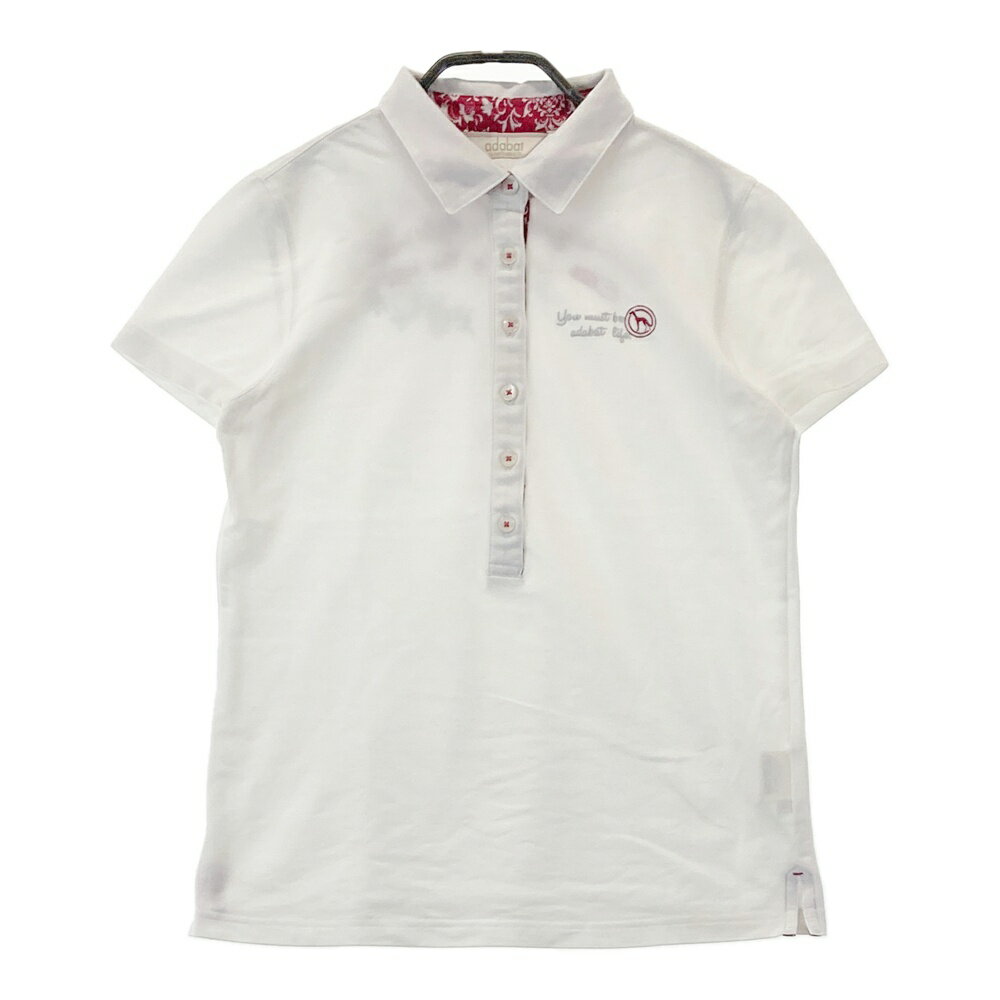ADABAT アダバット 119-16641 半袖ポロシャツ ホワイト系 36 【中古】ゴルフウェア レディース