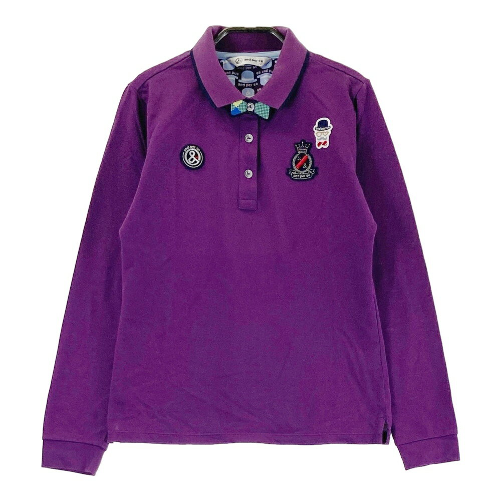 AND PER SE アンパスィ 長袖ポロシャツ パープル系 M 【中古】ゴルフウェア レディース