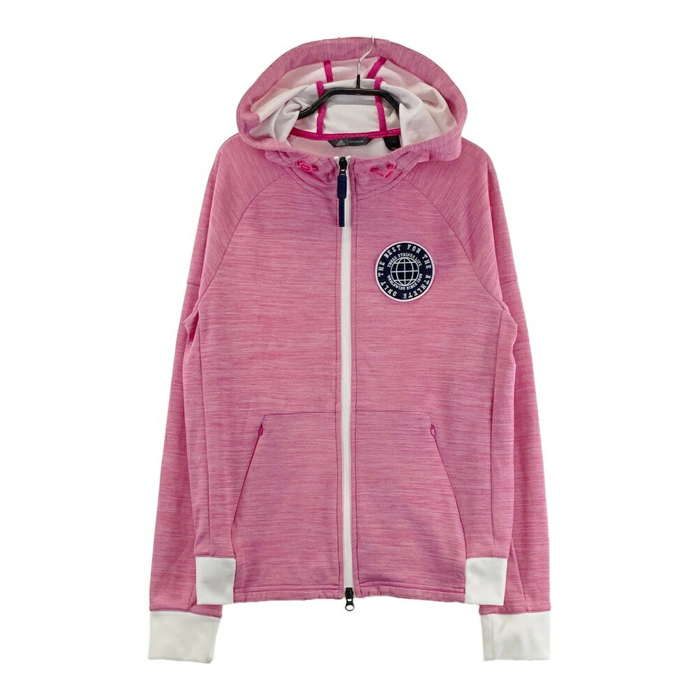 ADIDAS GOLF アディダスゴルフ ADICROSS 長袖 ジップ パーカー ピンク系 L 【中古】ゴルフウェア レディース