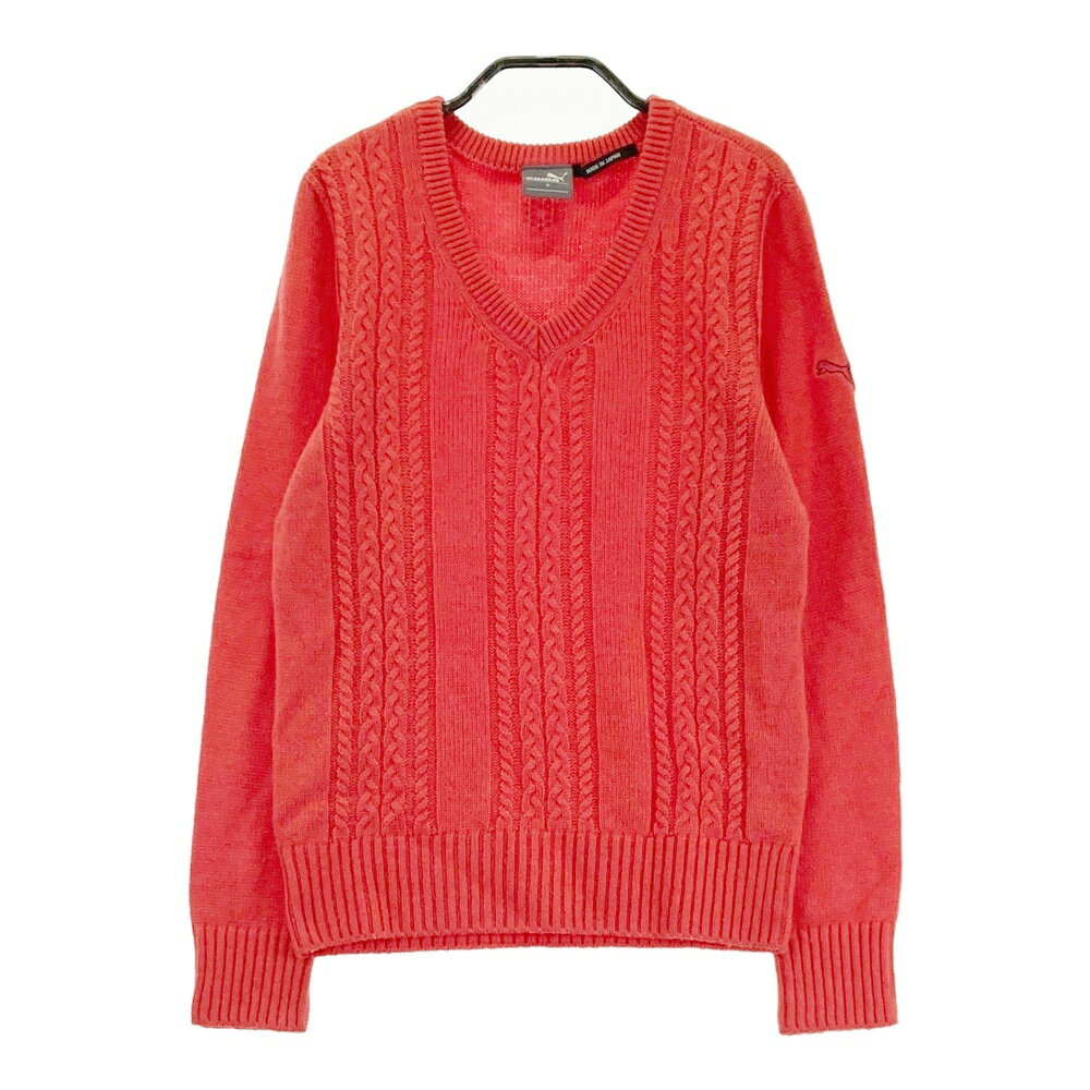 PUMA GOLF プーマゴルフ ニットセーター レッド系 M 【中古】ゴルフウェア レディース