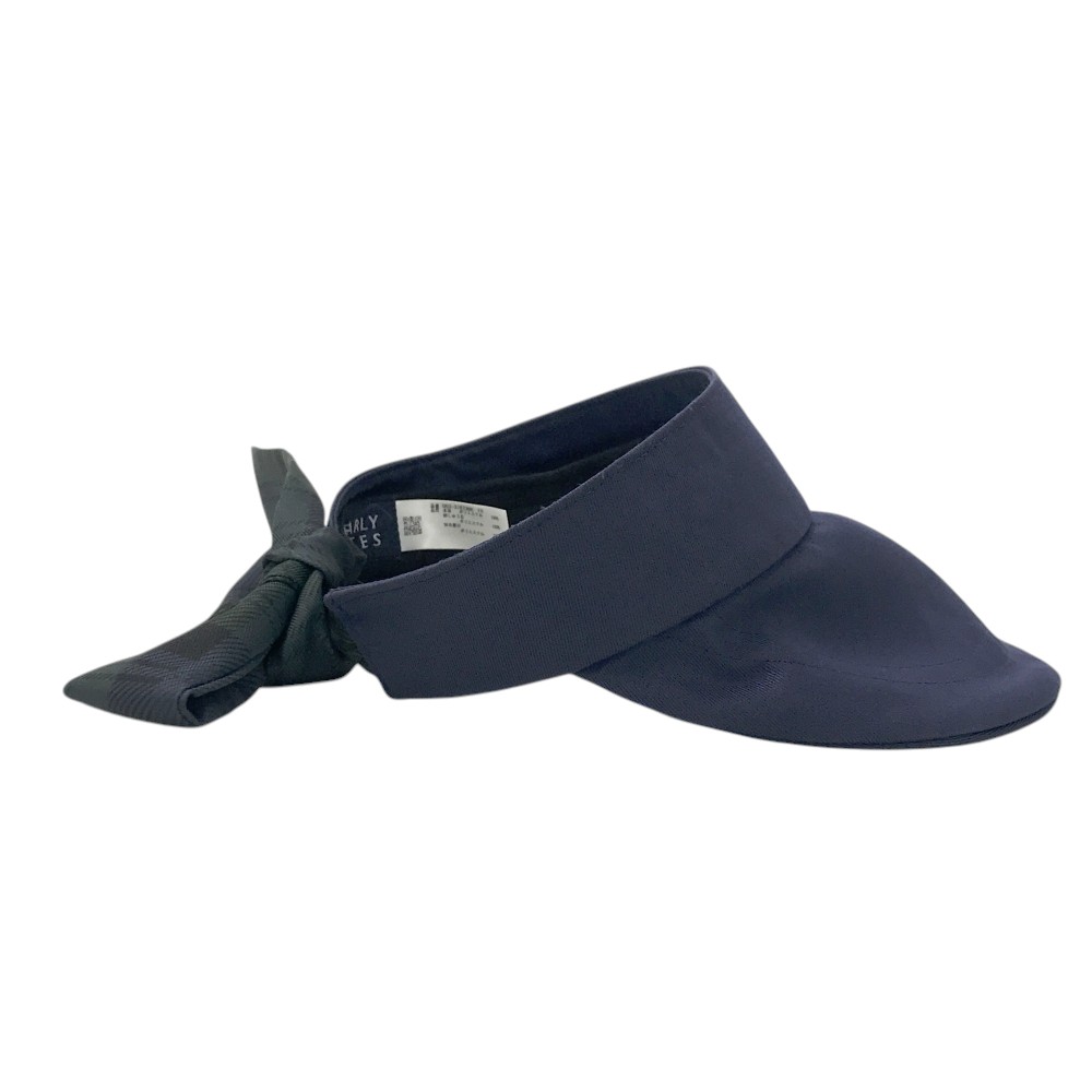 PEARLY GATES パーリーゲイツ 2023年モデル ツバ広 サンバイザー リボン付 ネイビー系 FR 【中古】ゴルフウェア