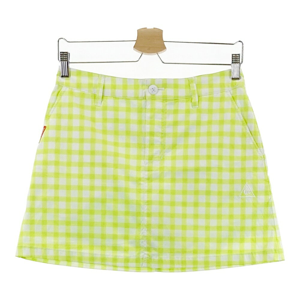 LE COQ GOLF ルコックゴルフ インナー付スカート シアサッカー チェック柄 グリーン系 9 【中古】ゴルフウェア レディース