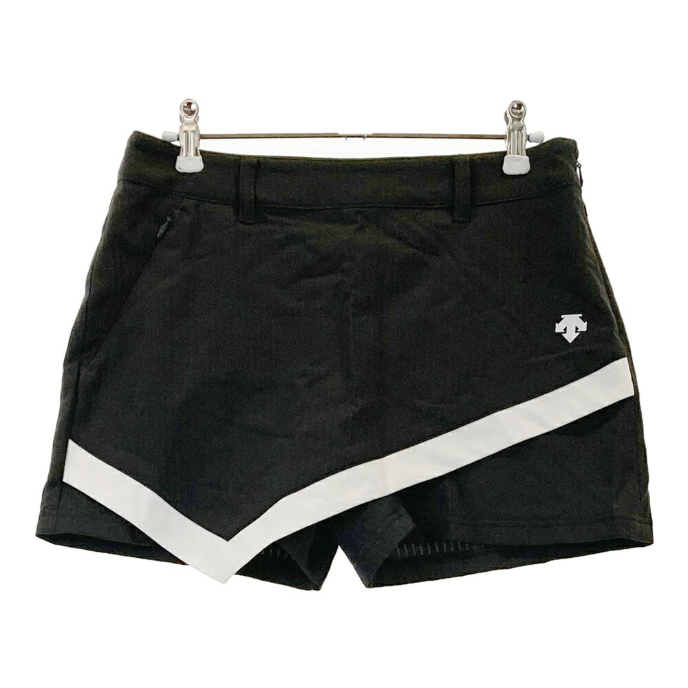 DESCENTE GOLF デサントゴルフ DGW5567S キュロットスカート ストライプ柄 ブラック系 M 【中古】ゴルフウェア レディース