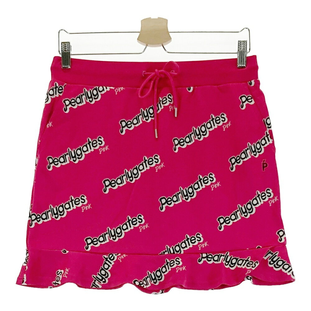 PEARLY GATES パーリーゲイツ ; 2023年モデル ストレッチスカート ロゴ 総柄 ピンク系 2 【中古】ゴル..