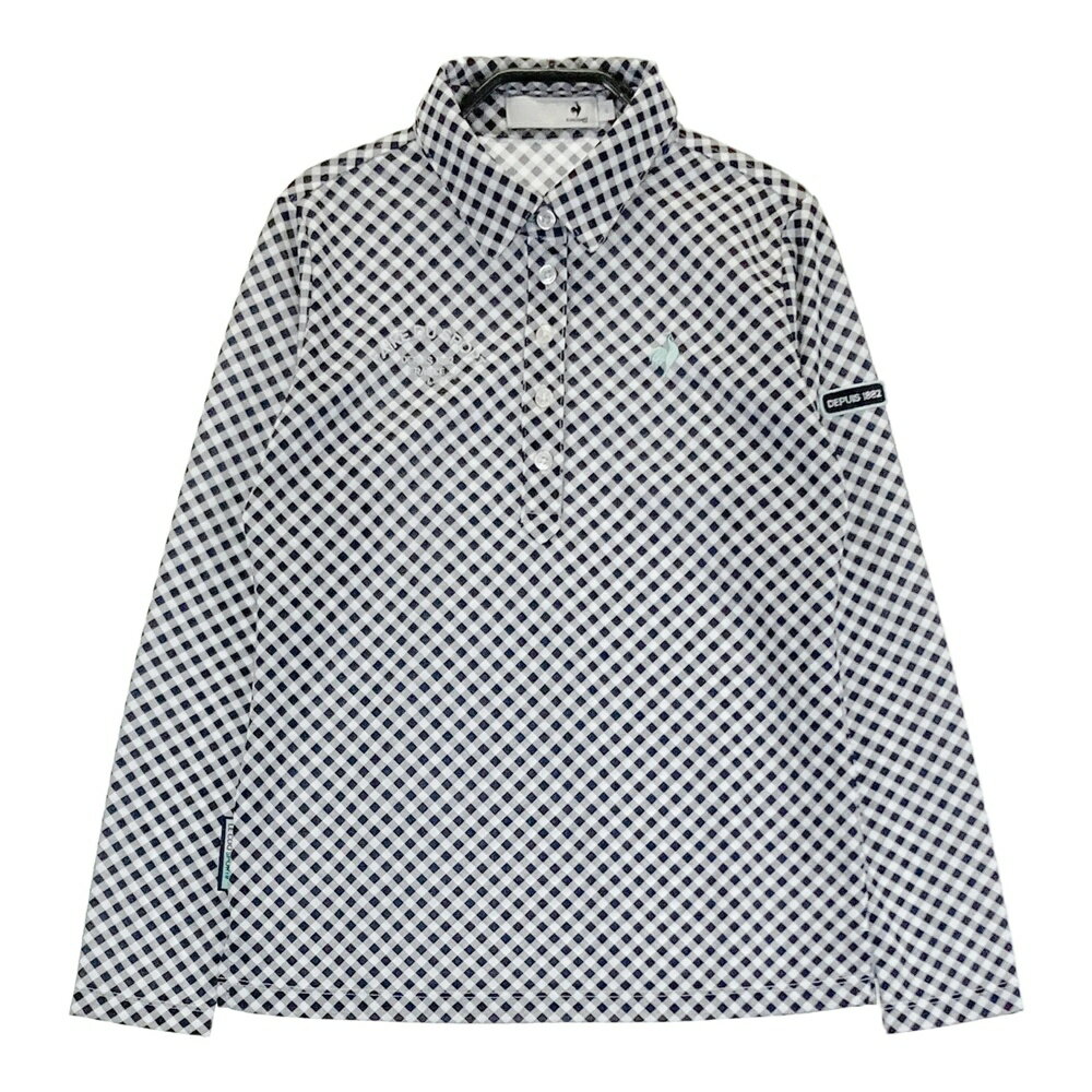 LE COQ GOLF ルコックゴルフ 2023年モデル 長袖ポロシャツ 総柄 ブラック系 S 【中古】ゴルフウェア レディース