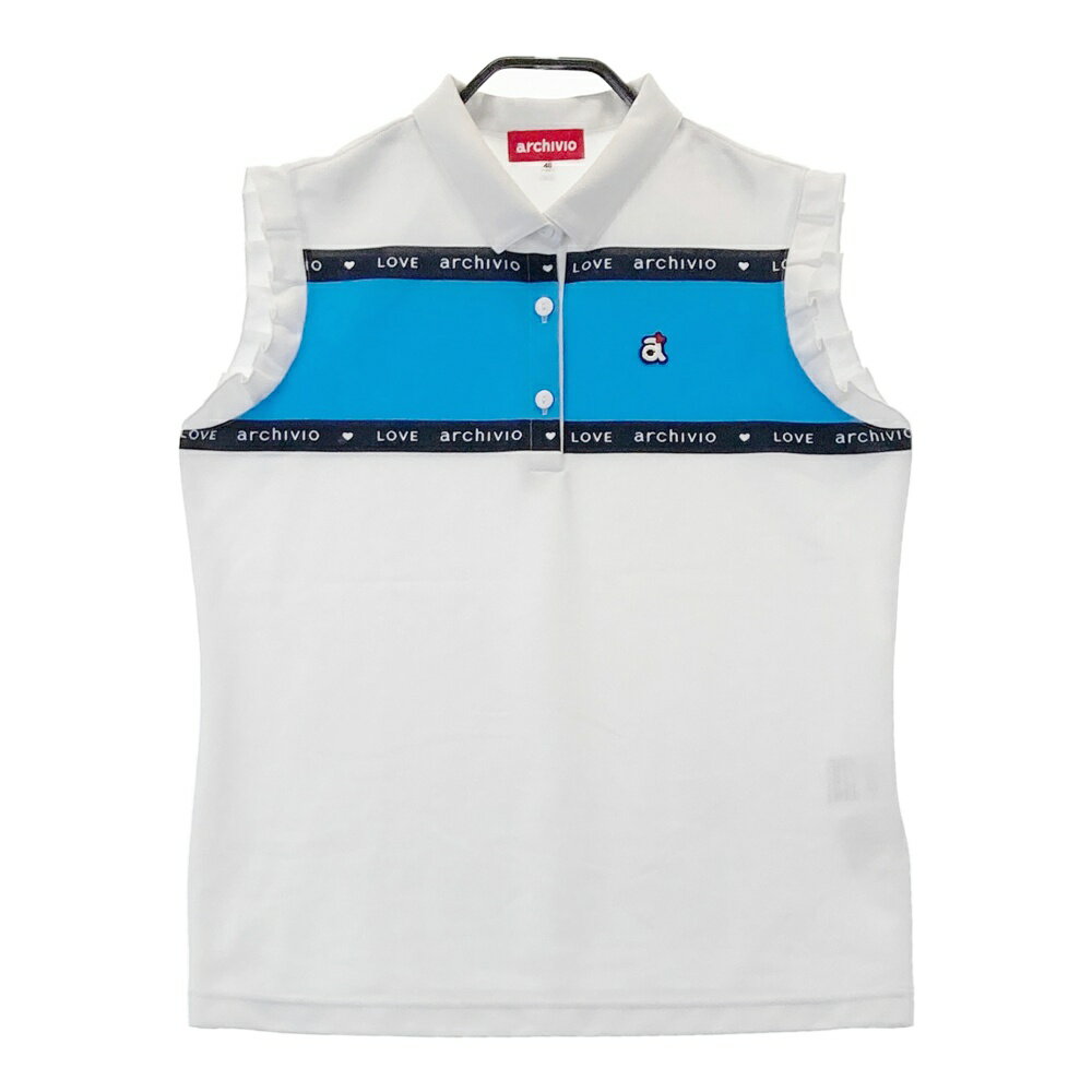 ARCHIVIO アルチビオ ノースリーブポロシャツ フリル ホワイト系 40 【中古】ゴルフウェア レディース