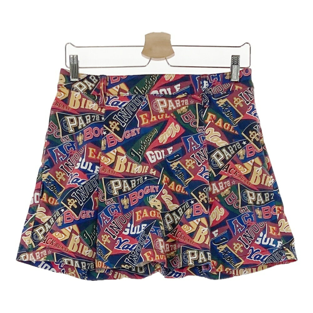 JACK BUNNY ジャックバニー インナー付き ストレッチ フレアスカート 総柄 ネイビー系 1 【中古】ゴル..