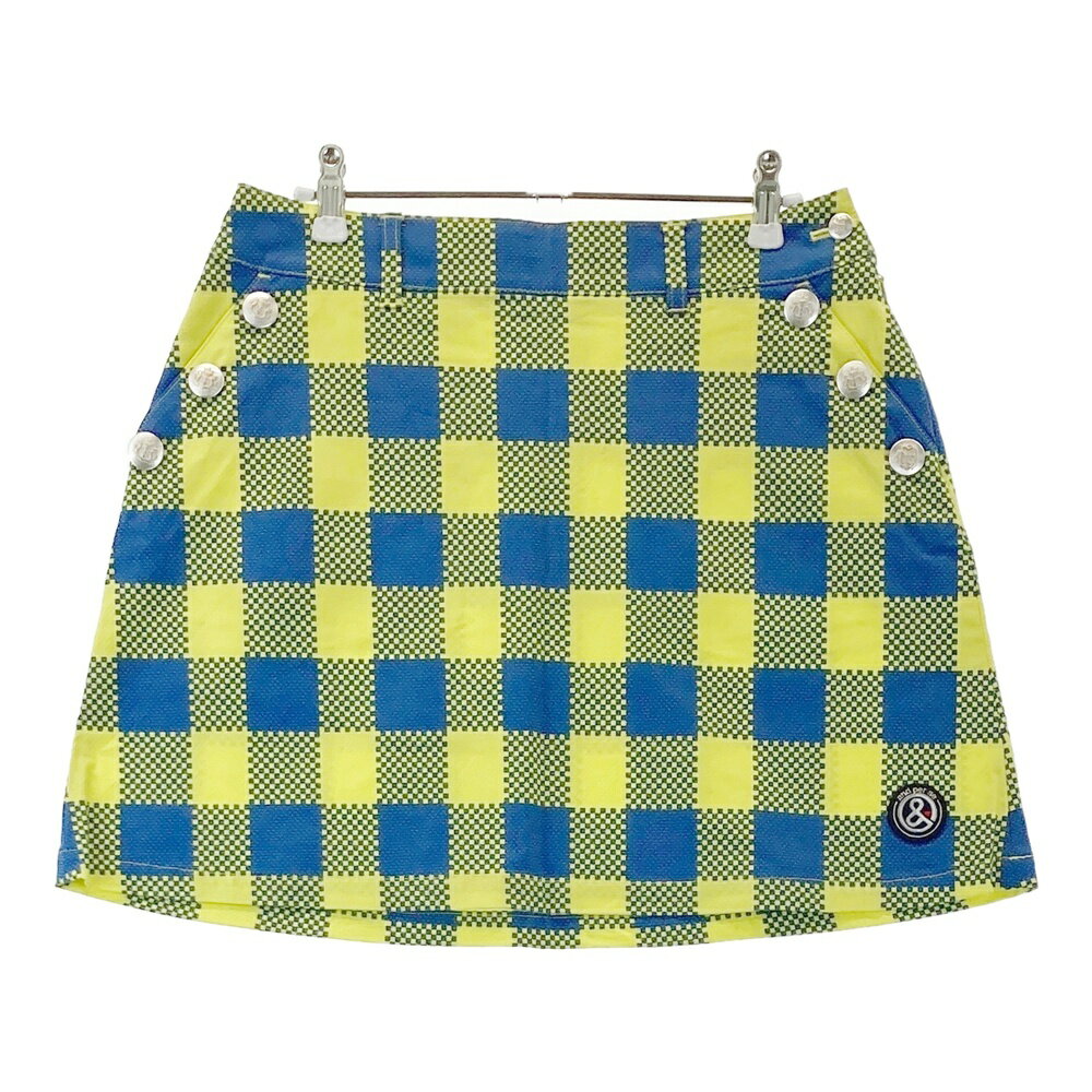 AND PER SE アンパスィ スカート チェック イエロー系 L 【中古】ゴルフウェア レディース