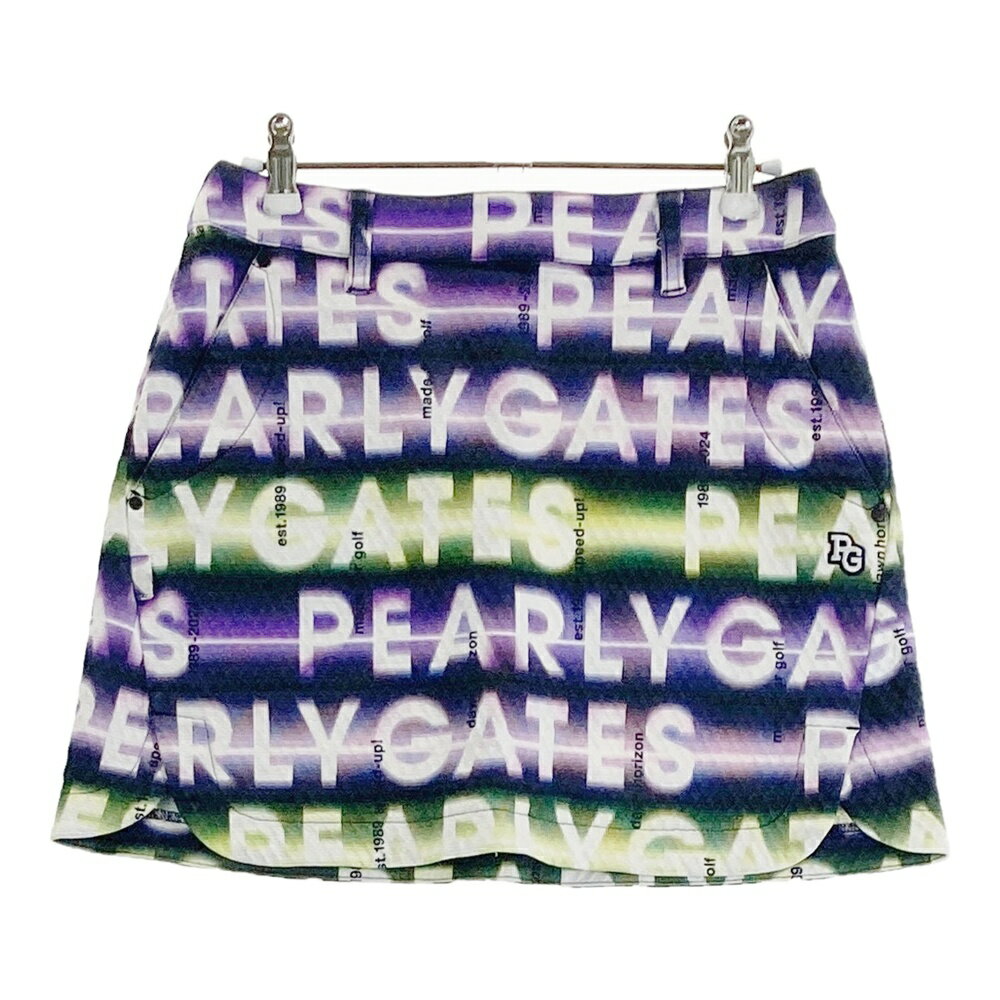 PEARLY GATES パーリーゲイツ 2024年モデル ストレッチ スカート ロゴ総柄 ブラック系 0 【中古】ゴル..
