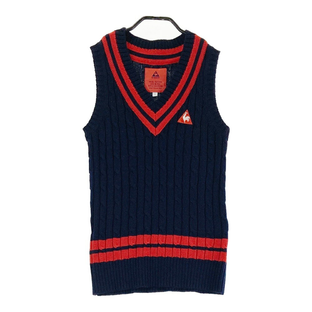 LE COQ GOLF ルコックゴルフ Vネック ウール混 ニットベスト ネイビー系 M 【中古】ゴルフウェア レディース