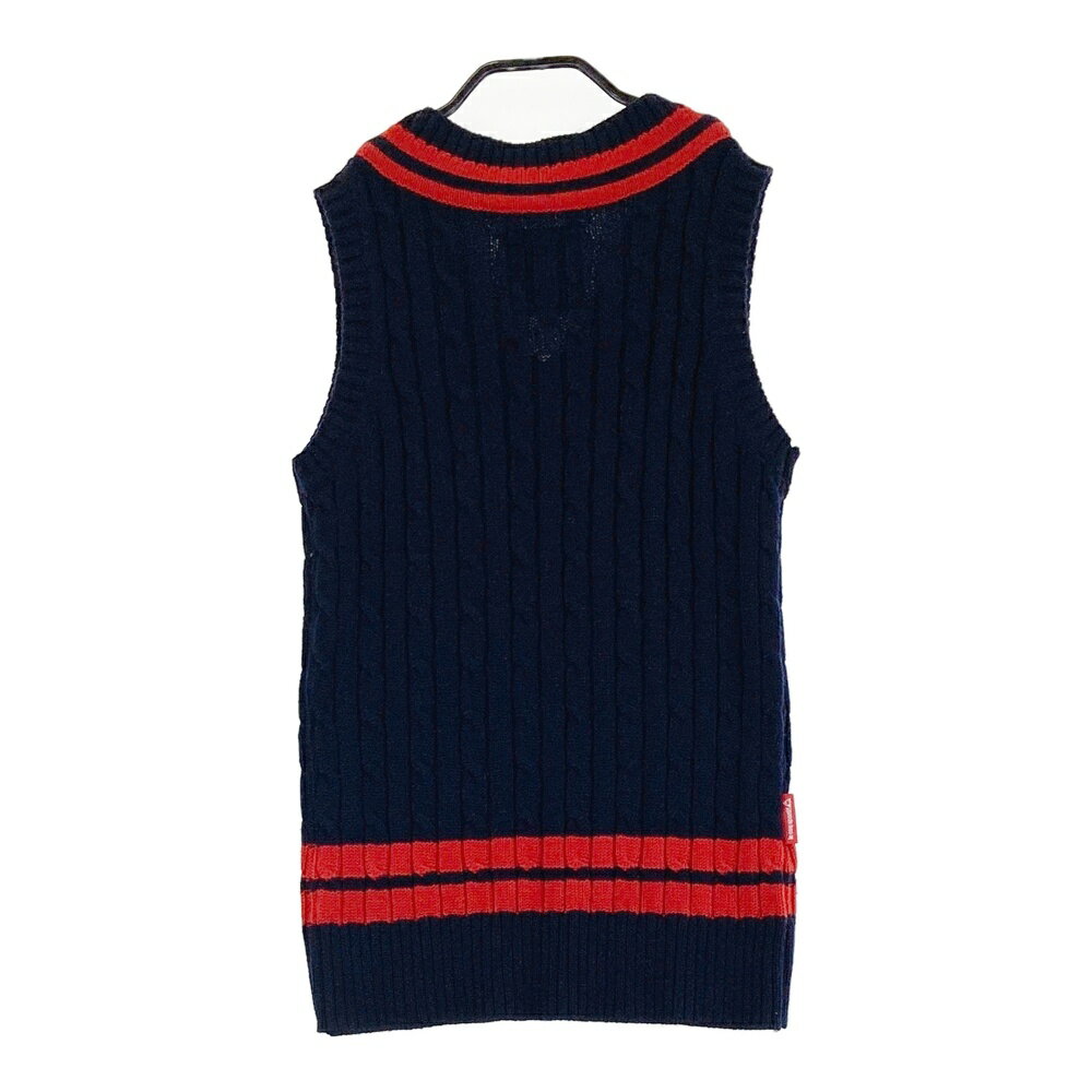 LE COQ GOLF ルコックゴルフ Vネック ウール混 ニットベスト ネイビー系 M 【中古】ゴルフウェア レディース