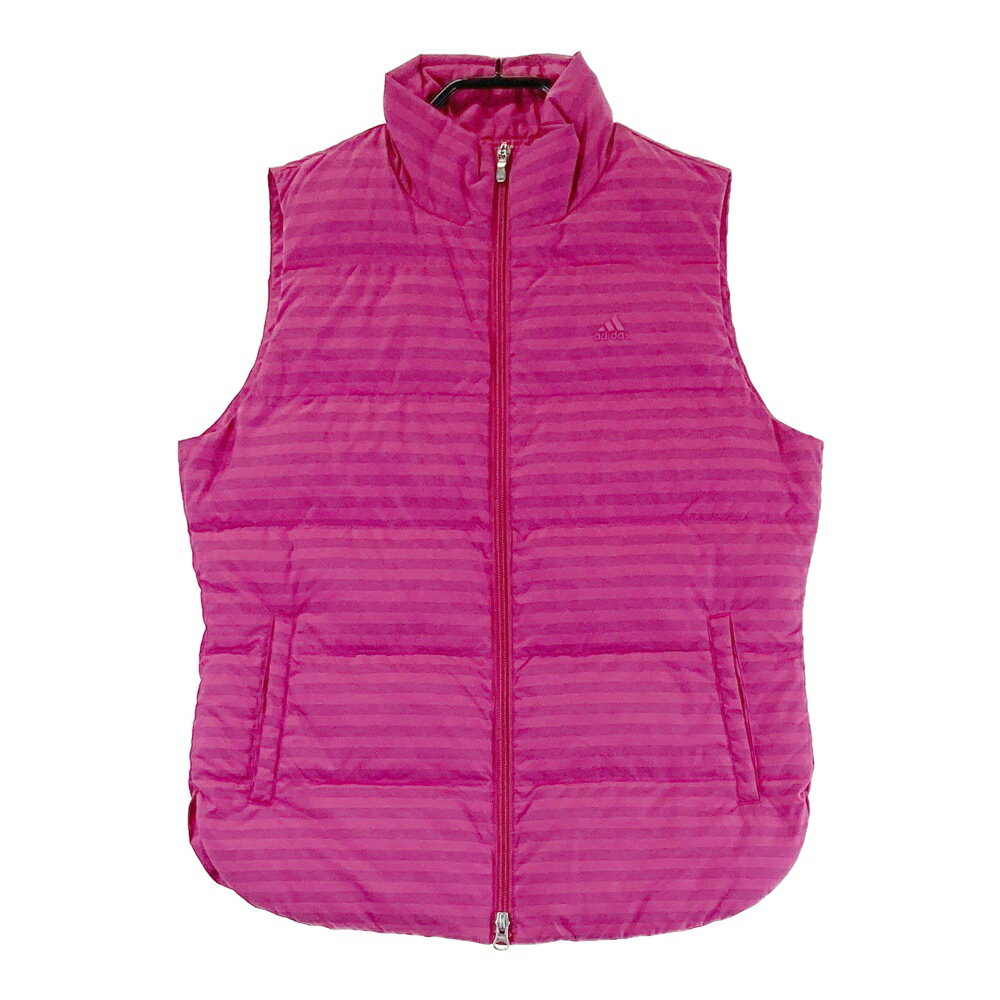 ADIDAS GOLF アディダスゴルフ AF6846 中綿 ジップベスト ボーダー柄 ピンク系 M 【中古】ゴルフウェア..