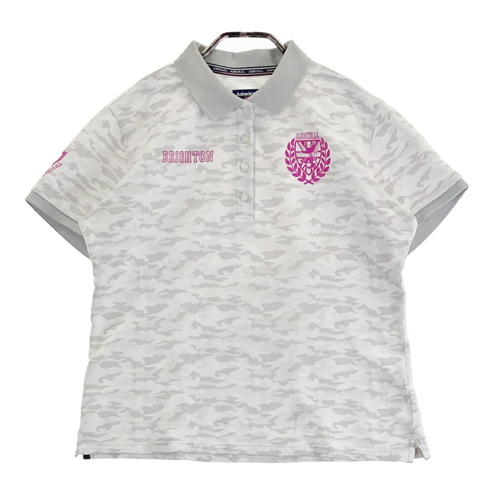 ADMIRAL アドミラル 半袖ポロシャツ カモフラ柄 グレー系 LL 【中古】ゴルフウェア レディース