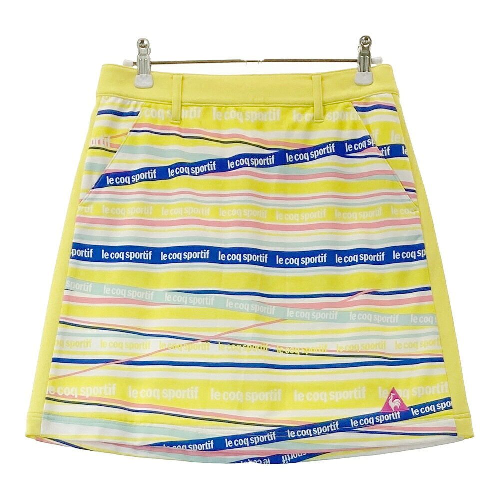 LE COQ GOLF ルコックゴルフ スカート ボーダー柄 イエロー系 9 【中古】ゴルフウェア レディース