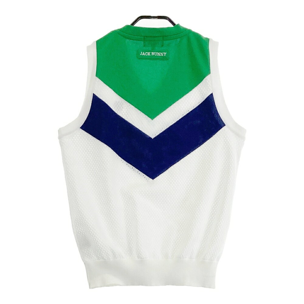 JACK BUNNY ジャックバニー Vネック ニットベスト ホワイト系 2 【中古】ゴルフウェア レディース