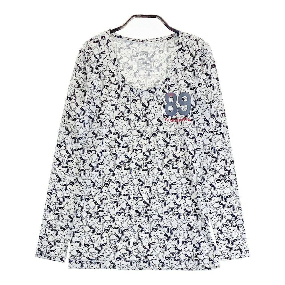 PEARLY GATES パーリーゲイツ ×PEANUTS 長袖インナーTシャツ スヌーピー 総柄 ホワイト系 0 【中古】ゴ..