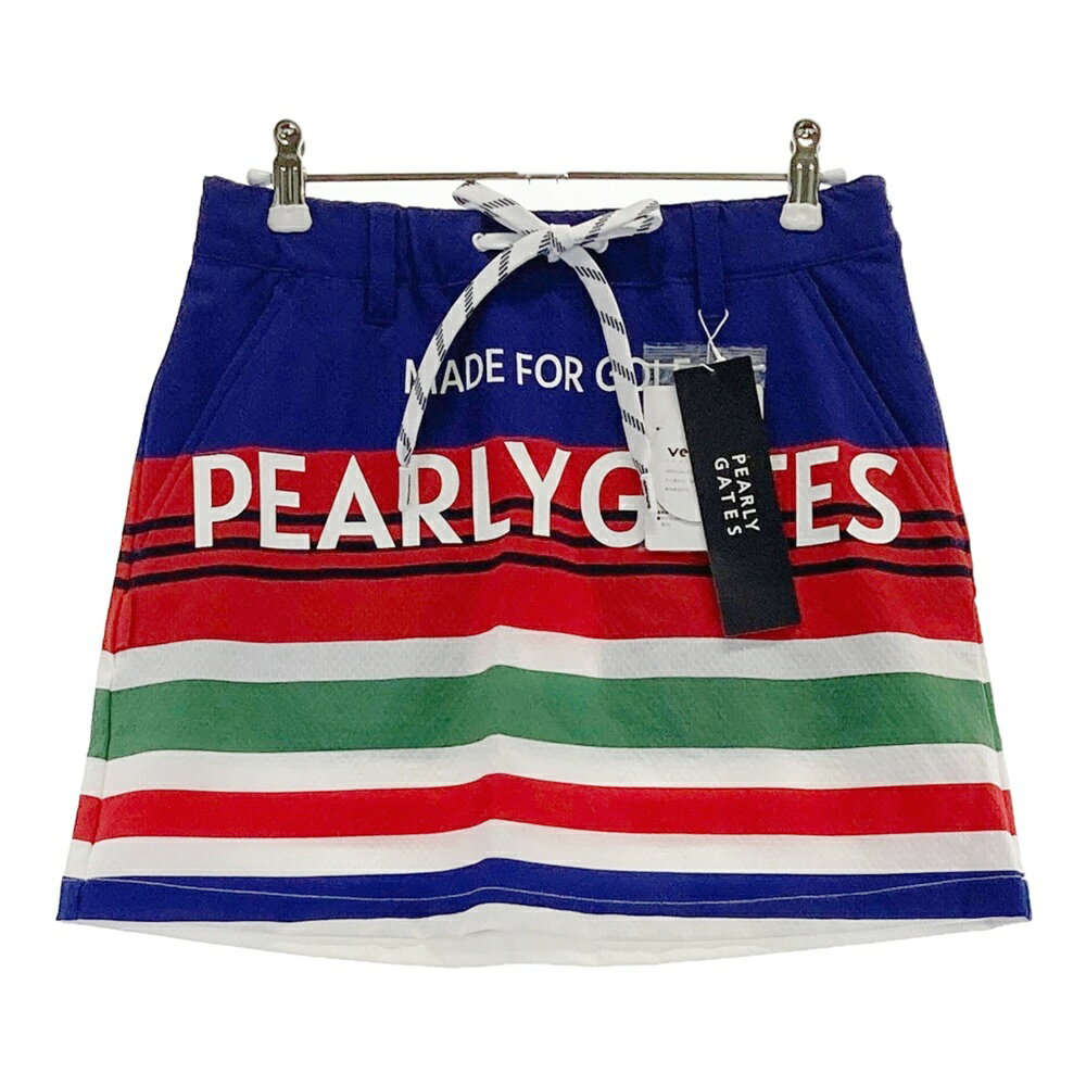 PEARLY GATES パーリーゲイツ 055-1134604 ストレッチスカート ボーダー柄 ブルー系 0 【中古】ゴルフウェア レディース