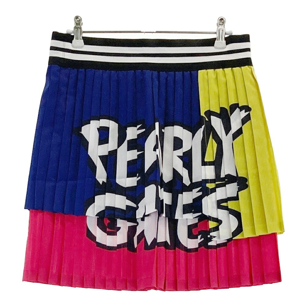 PEARLY GATES パーリーゲイツ 055-1134412 ドットエア プリーツスカート ロゴ ネイビー系 1 【中古】ゴ..