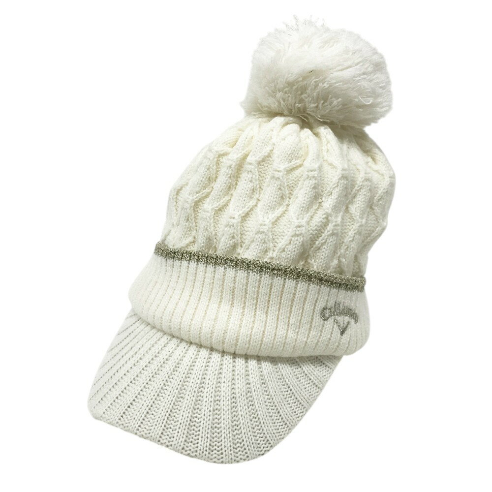 CALLAWAY キャロウェイ ボンボン付き ニットキャップ ホワイト系 FR 【中古】ゴルフウェア