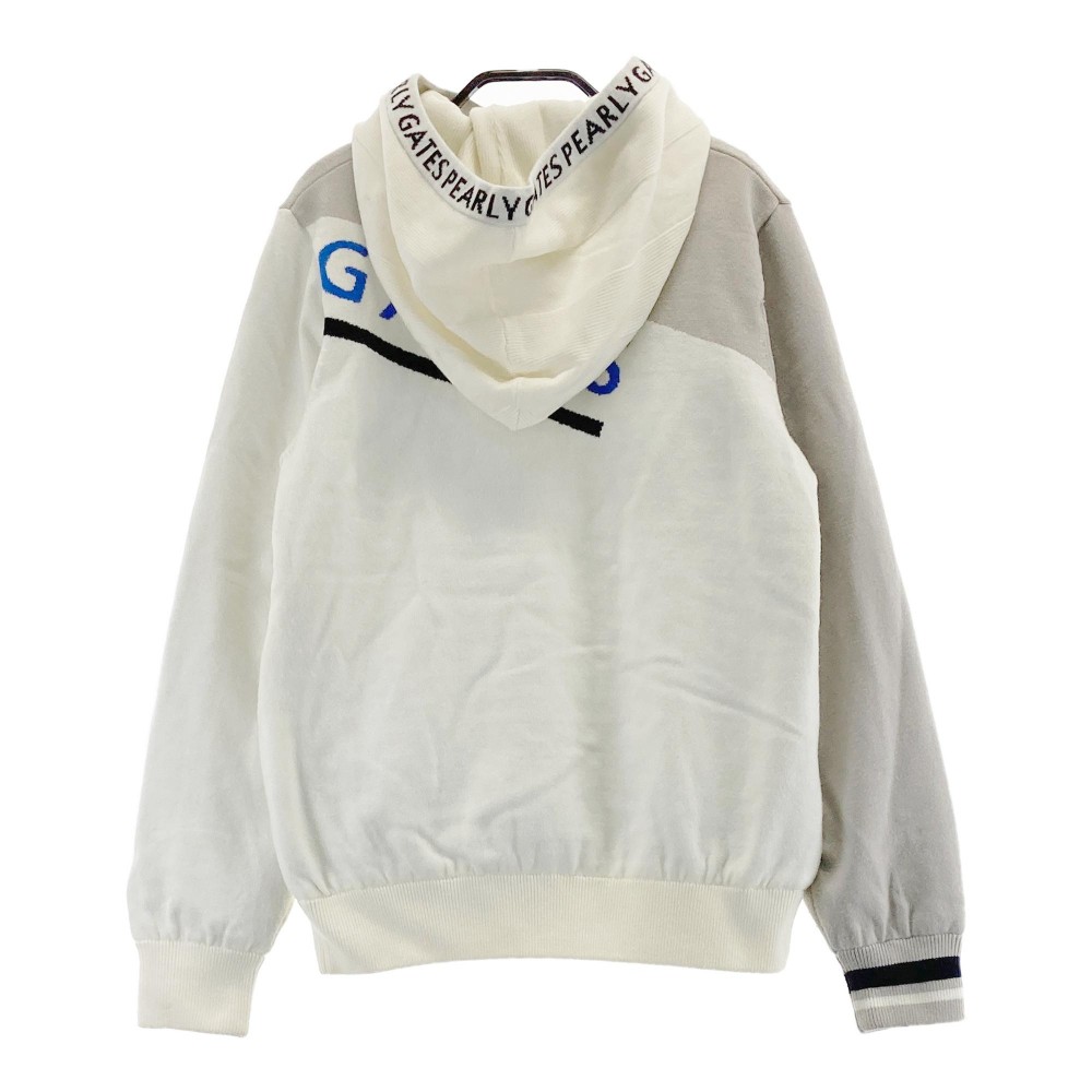 PEARLY GATES パーリーゲイツ 2023年モデル ツインニット パーカー セーター ホワイト系 1 【中古】ゴルフウェア レディース