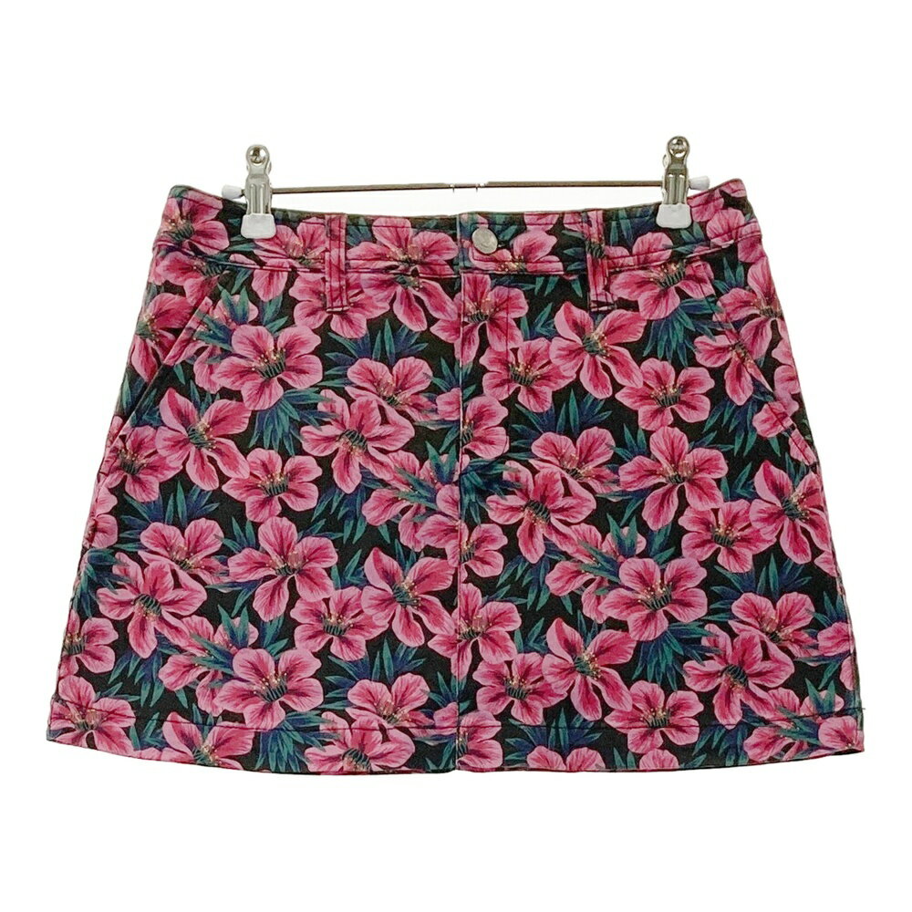 JACK BUNNY ジャックバニー インナー付 ストレッチスカート 花 総柄 レッド系 1 【中古】ゴルフウェア レディース