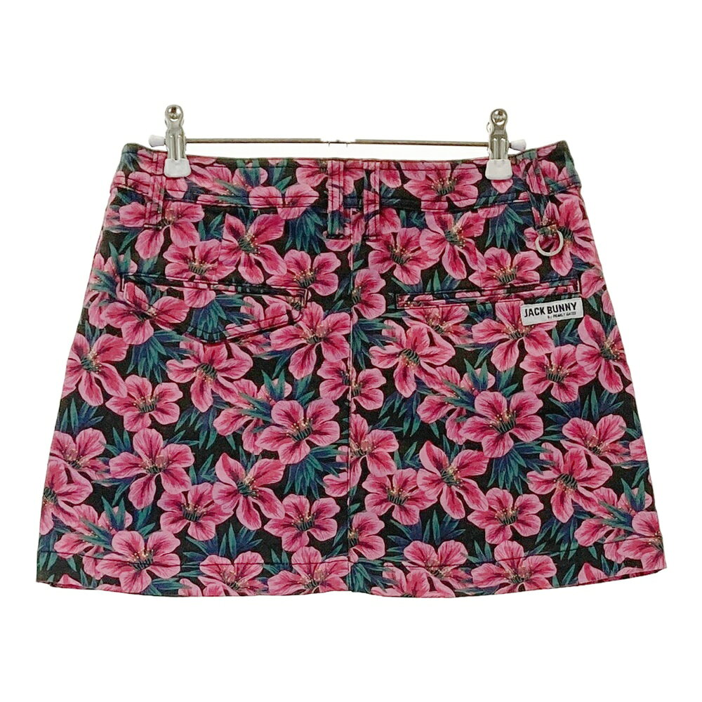 JACK BUNNY ジャックバニー インナー付 ストレッチスカート 花 総柄 レッド系 1 【中古】ゴルフウェア レディース