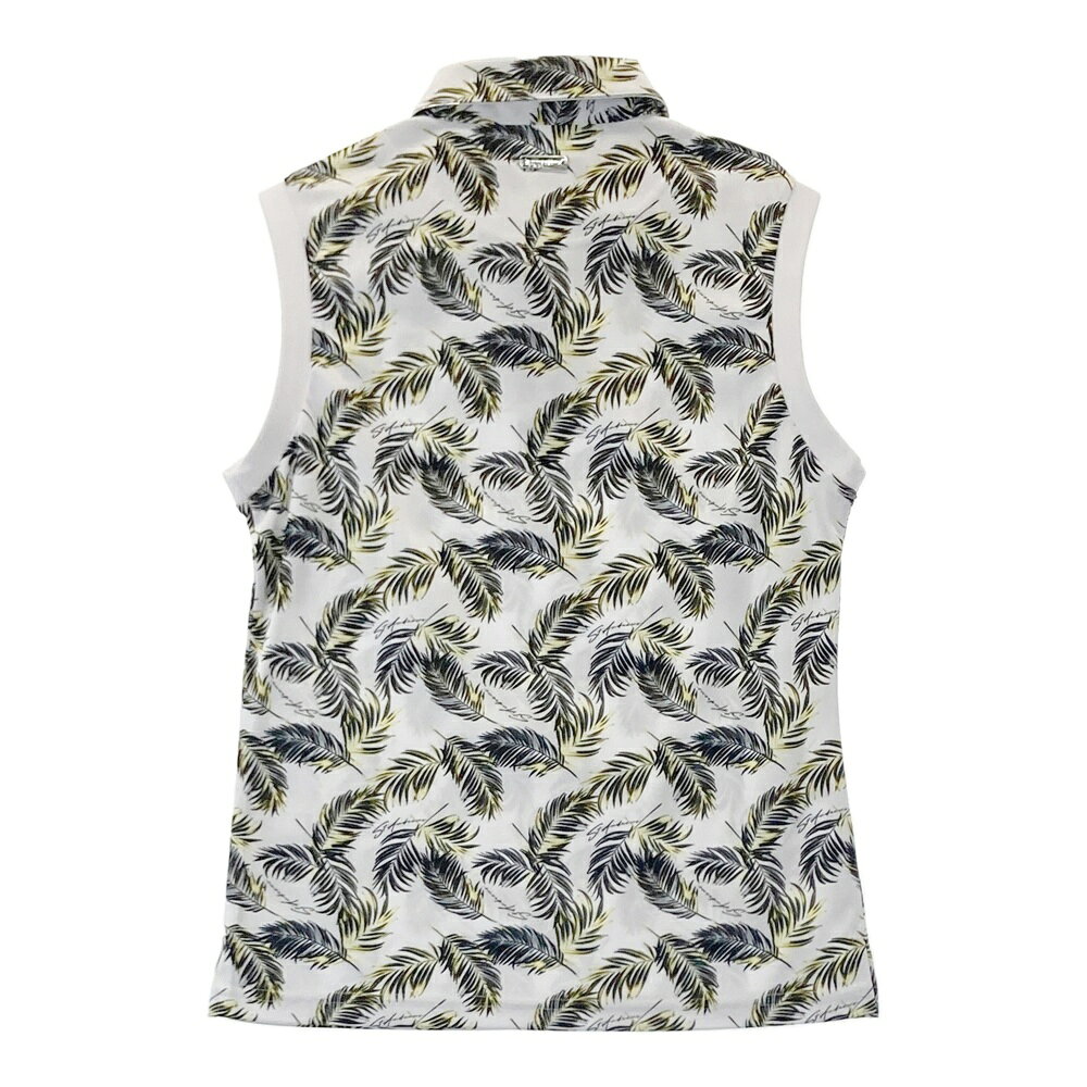 ST ANDREWS セントアンドリュース 2023年モデル ノースリーブポロシャツ 総柄 ホワイト系 S 【中古】ゴルフウェア レディース