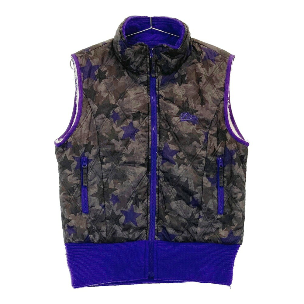 FILA GOLF フィラゴルフ リバーシブル 中綿ベスト 星柄 グレー系 LL 【中古】ゴルフウェア レディース