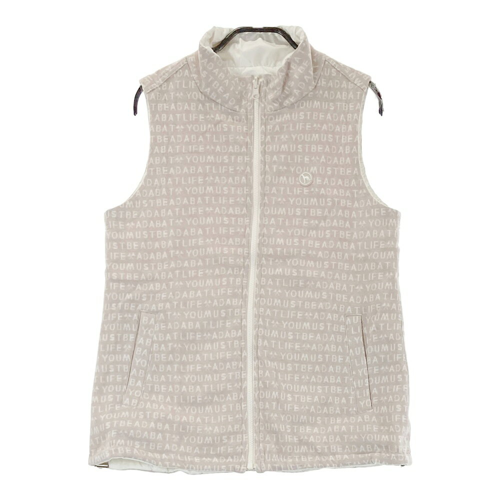 ADABAT アダバット リバーシブル ジップベスト アルファベット柄 ベージュ系 38 【中古】ゴルフウェア レディース