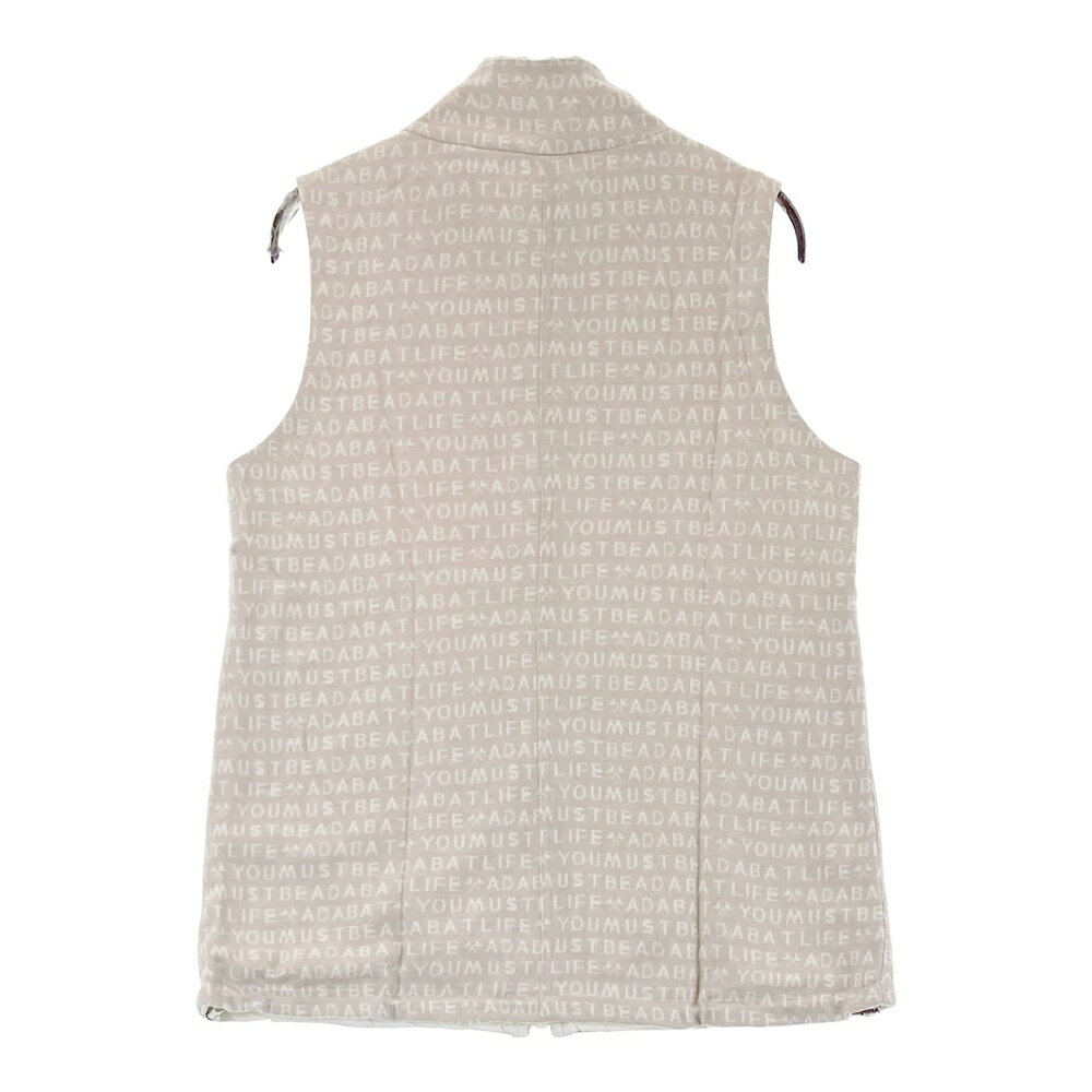 ADABAT アダバット リバーシブル ジップベスト アルファベット柄 ベージュ系 38 【中古】ゴルフウェア レディース