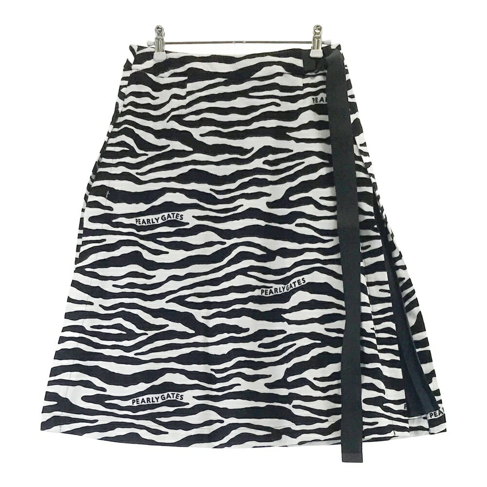 PEARLY GATES パーリーゲイツ 055-1234034 プリーツ切替 ミドルスカート ロゴ ゼブ...