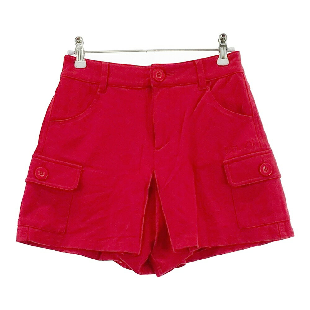 DELSOL デルソル 裏地付 ストレッチショートパンツ レッド系 S 【中古】ゴルフウェア レディース