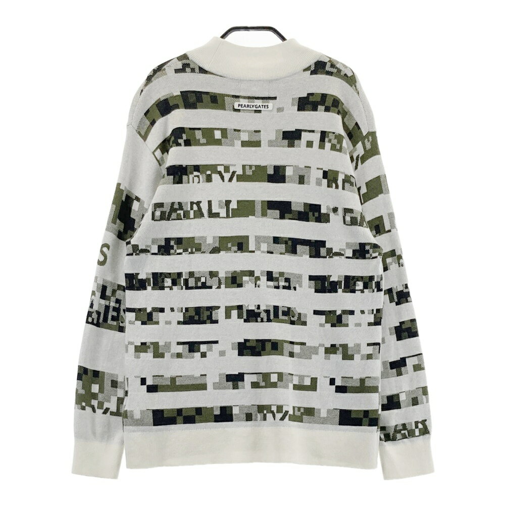 PEARLY GATES パーリーゲイツ 2024年モデル 長袖ニットセーター 総柄 ホワイト系 0 【中古】ゴルフウェア レディース